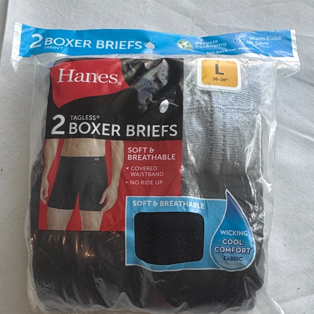 Hanes Soft & Breathable Boxer Briefs - Black and Gray